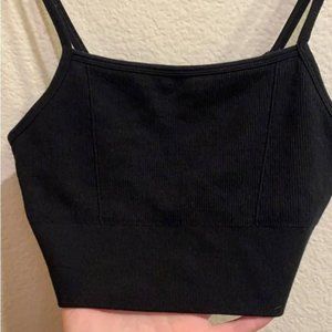Fabletics Ribbed Black Fitted Crop Top/Bralette Size Medium